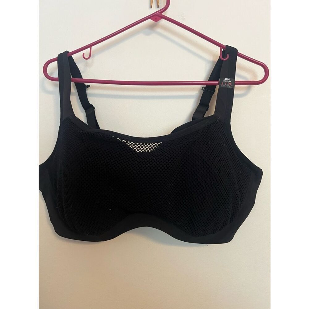 High-Support Mesh Sports Bra - Black